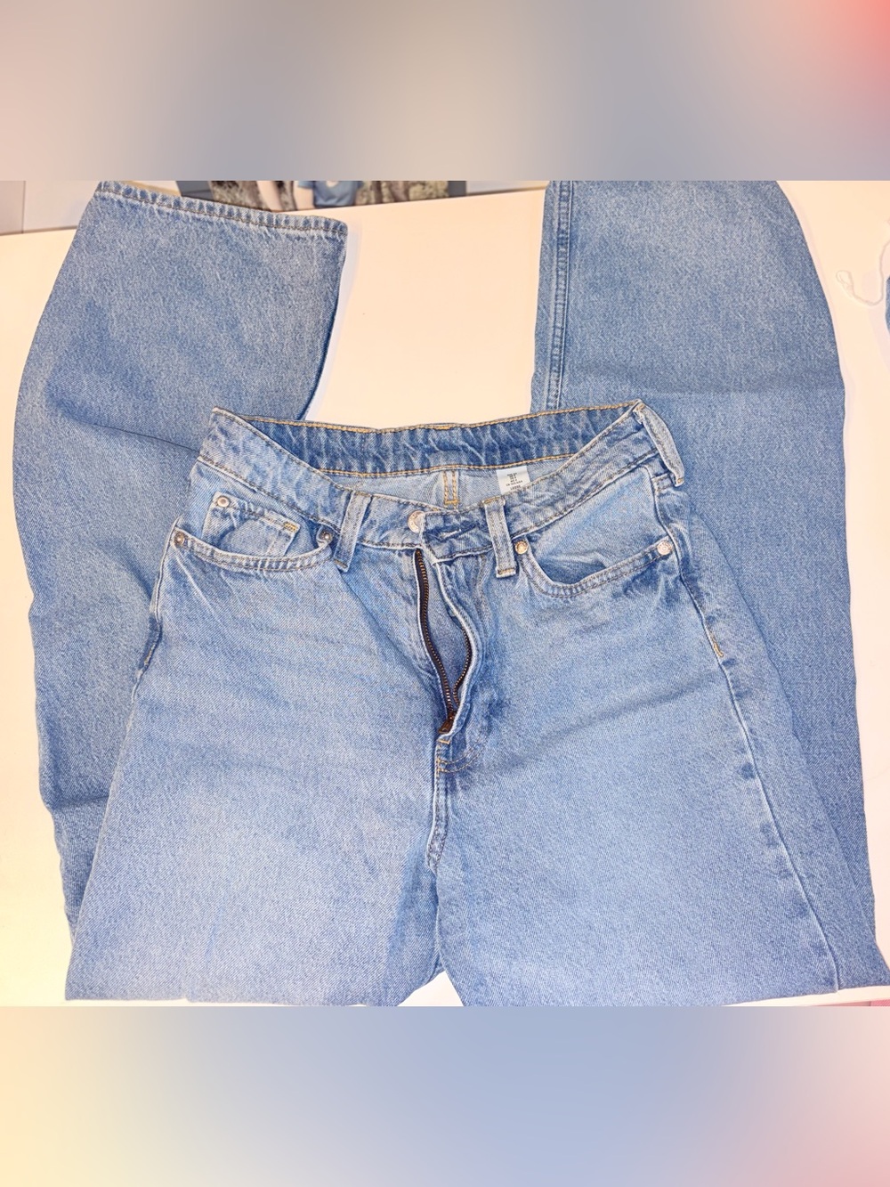 H&M &Denim Loose Straight High Waist Jeans Size 4
